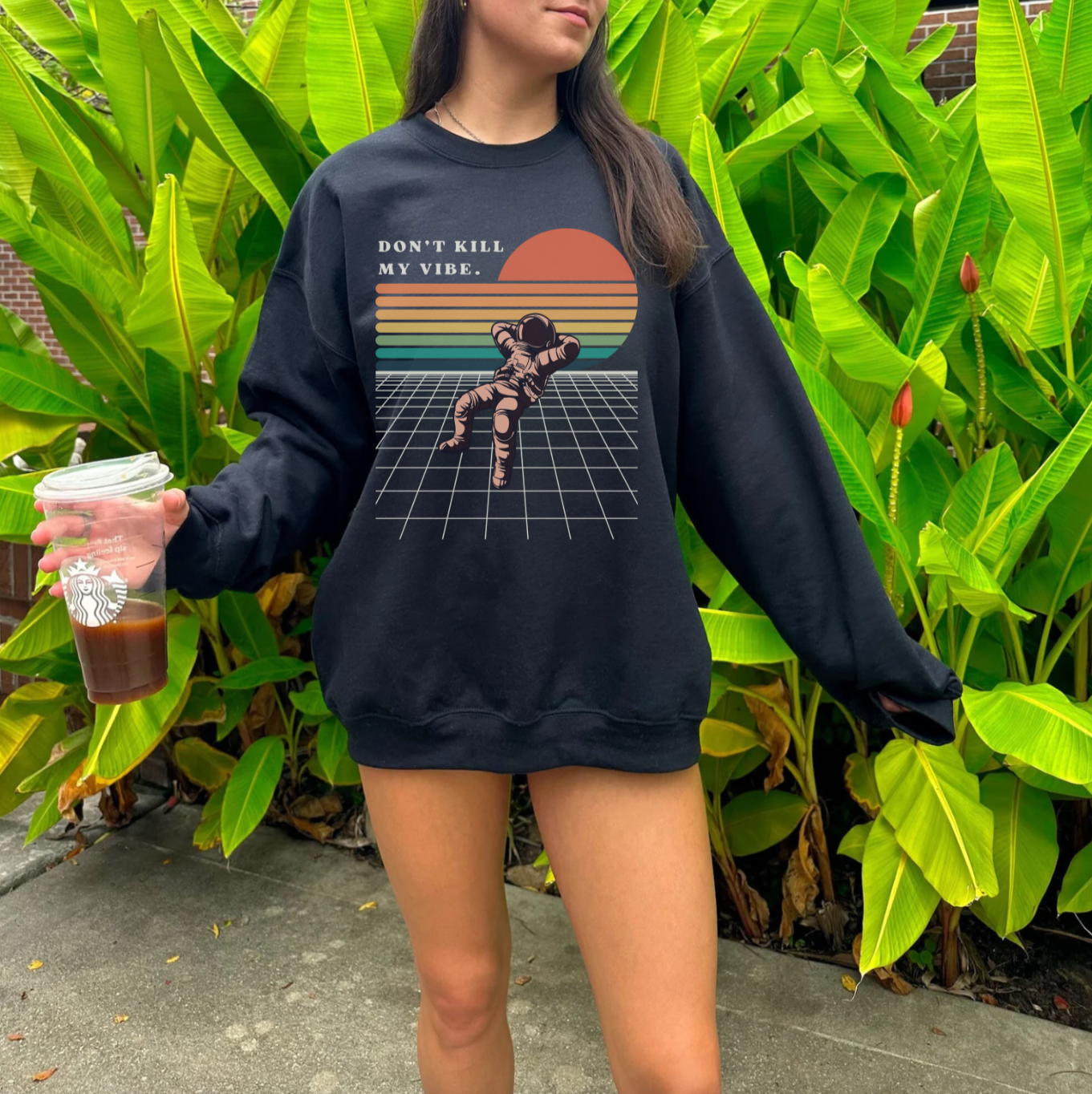 Don’t Kill My Vibe Retro Astronaut Crewneck